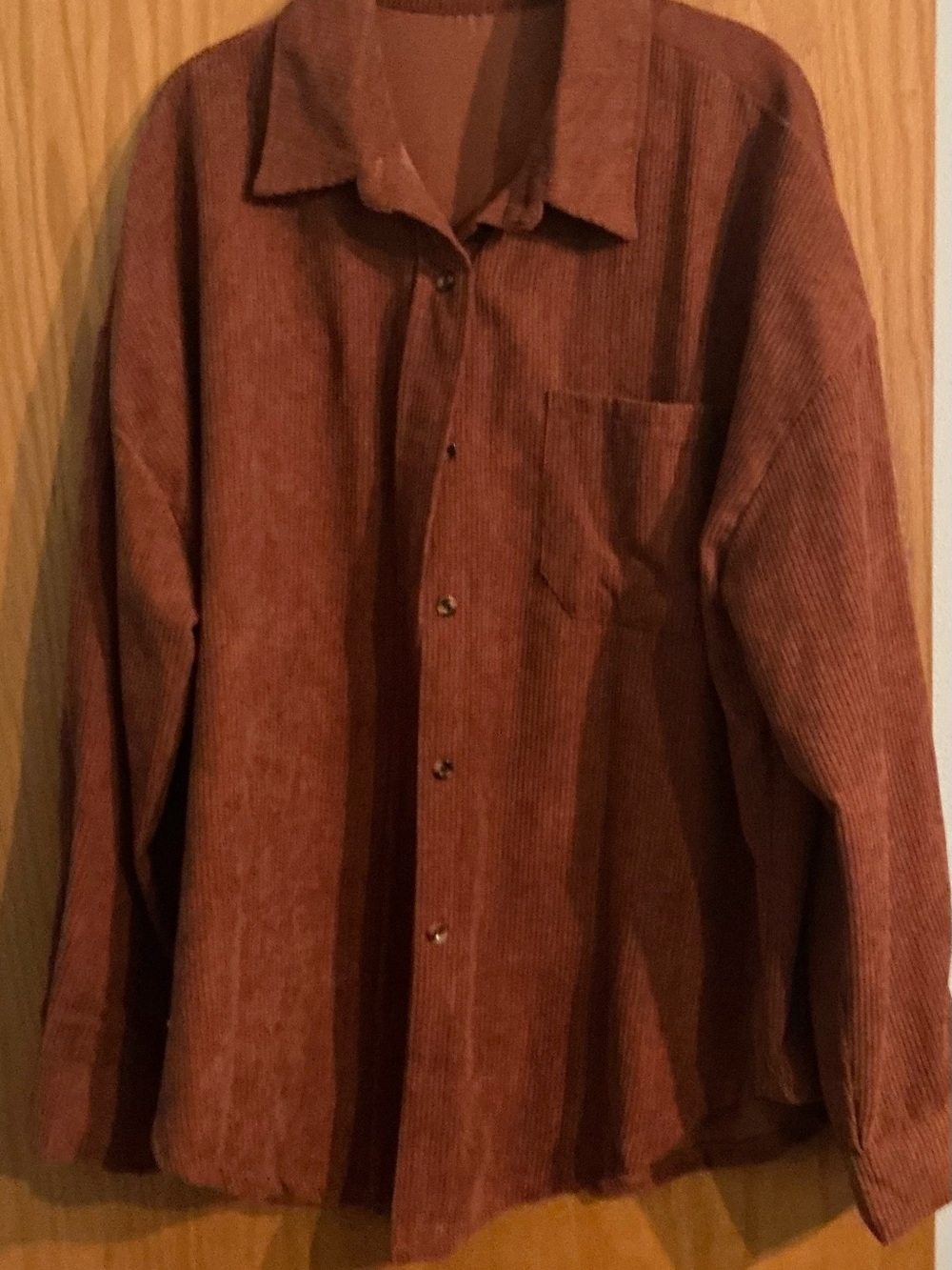 GYK Women’s Corduroy Button-Up Shirt Jacket in Rust